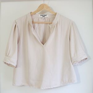 Denim Velvet Heart Women's Blouse in Cream M